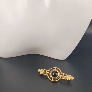 Vintage Unique Victorian Black Onyx "Gold" Brooch/Pin